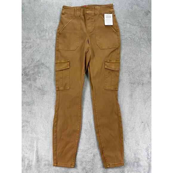 Spanx Cargo Pants Womens S Petite Brown Cotton Stretch Twill Ankle - Picture 1 of 15